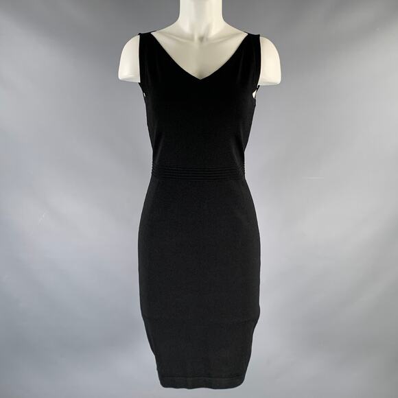 D.EXTERIOR Size S Black White Viscose Blend Contrast Stitch Sleeveless Dress - Picture 1 of 6